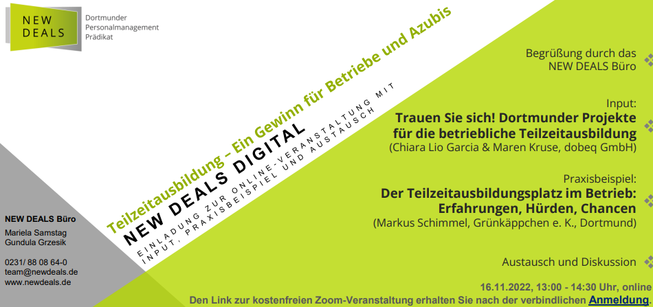 Featured image for “Einladung zur Veranstaltung New Deals Digital: Teilzeitausbildung – Ein Gewinn für Betriebe und Azubis”